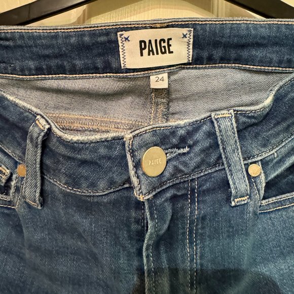 PAIGE - Hoxton High Waist Distressed Hem Ankle Skinny Jeans - Picture 7 of 15
